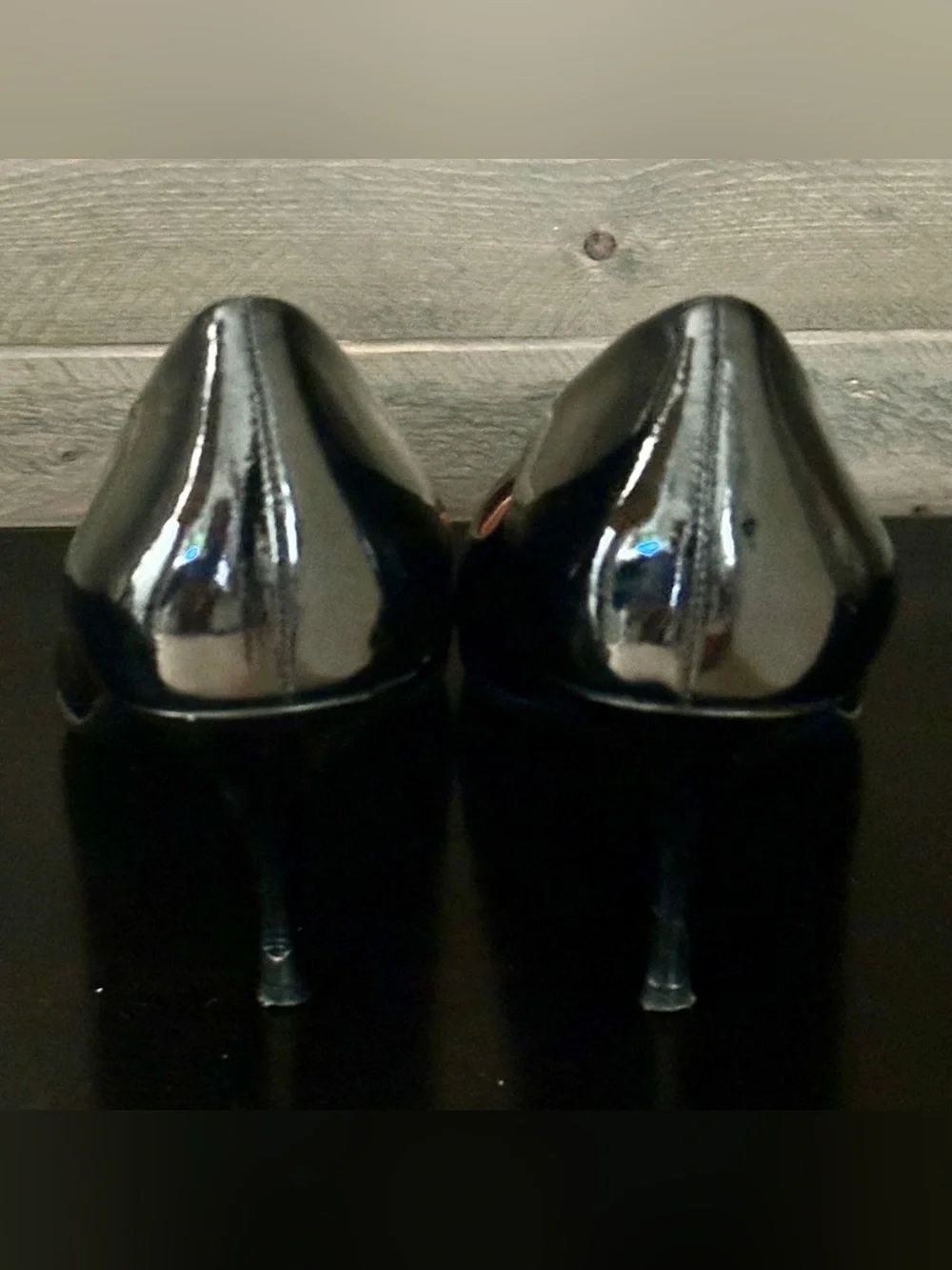 Coach Black Patent Leather High-Heel Pumps with Gold Insole • Size 7.5 • EUC